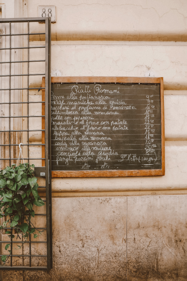 Italian Chalkboard Menu